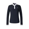 FILA Fitted Versatile Knitted Long Sleeve Nautical Polo Shirt Women tops Tidal-Blue A11W515209F-DB