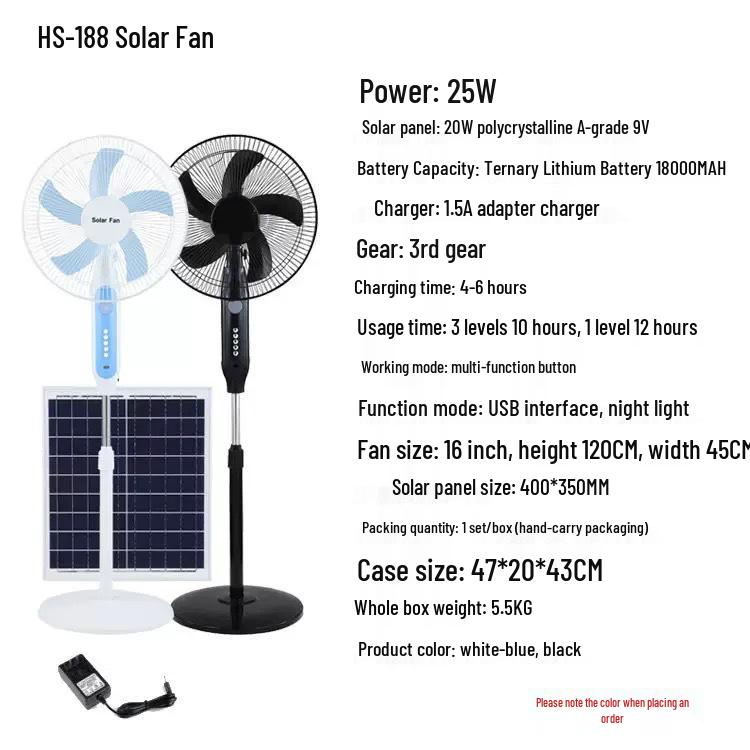 16-Inch Rechargeable Solar Floor Fan with Light for Outdoor Camping