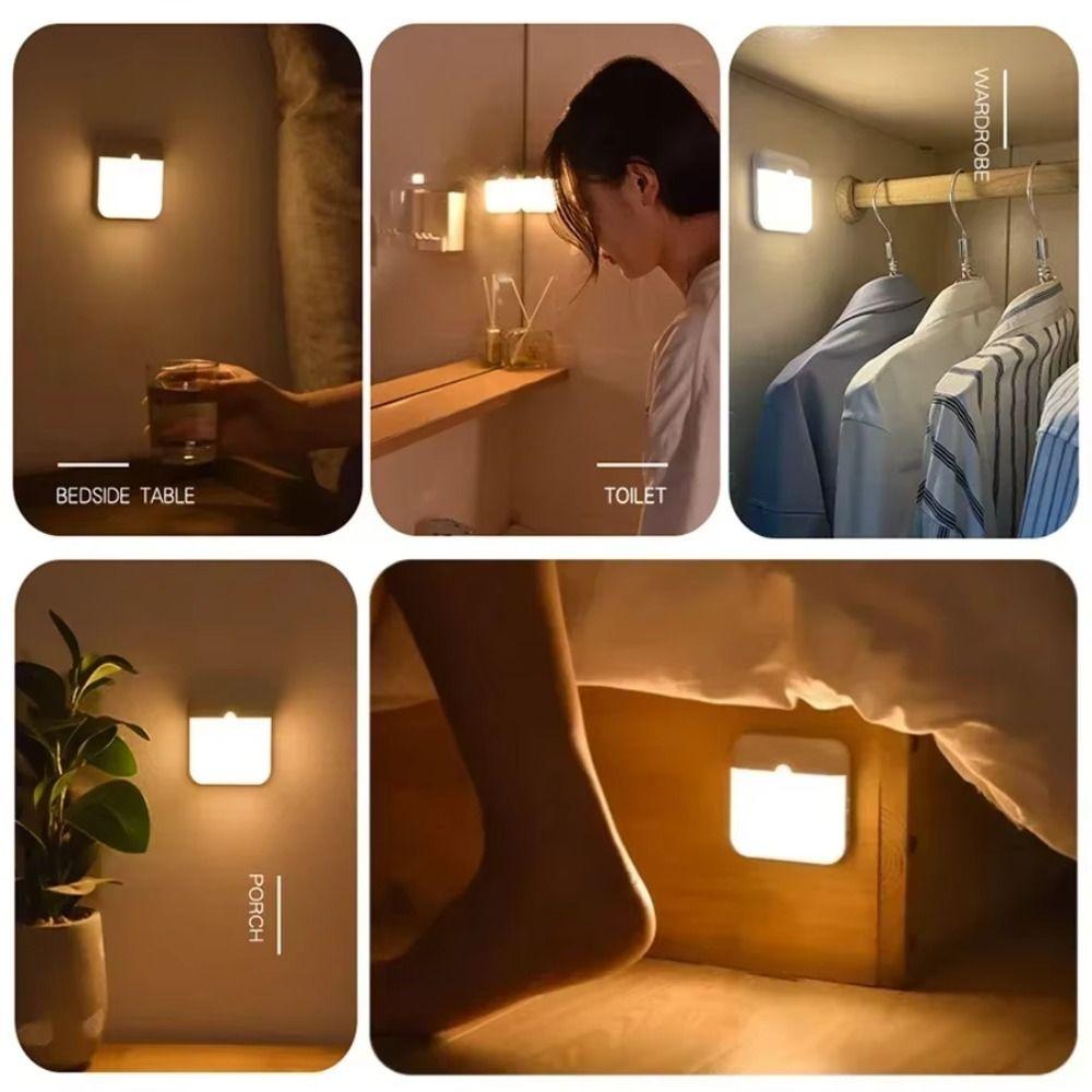 Square LED Night Light Rechargeable Wireless Motion Sensor Light Human Induction Large Smooth Surface Wall Lamp Toilet