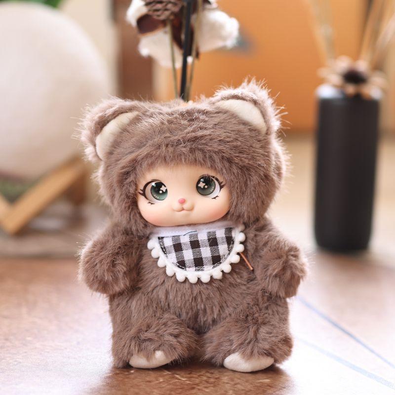 Cute Pvc Face Meng Wu Jia Zu Plush Doll Pendant Animal Shaped Rabbit Design Frog