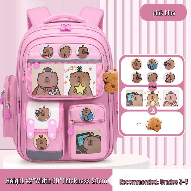 Large Capacity Capybara Cartoon Backpack - Water-Repellent School Bag for Kids