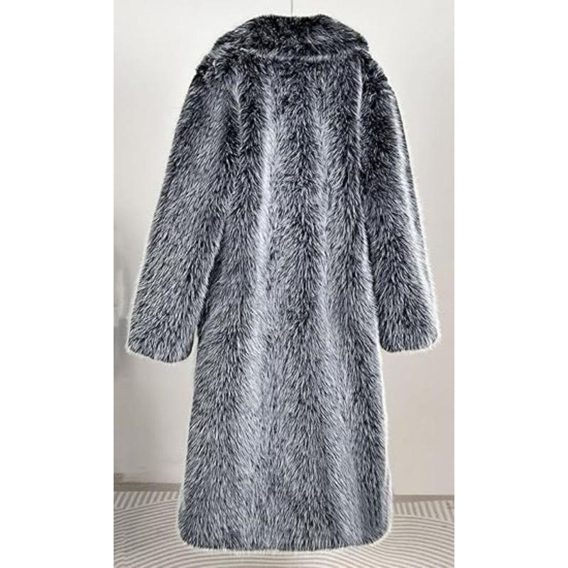 Jakke i imitert pels forlenget damejakke i imitert revepels tofarget kåpe varm vinterpels