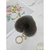 MAIA Rabbit Fur Heart Keychain & Charm - Brown