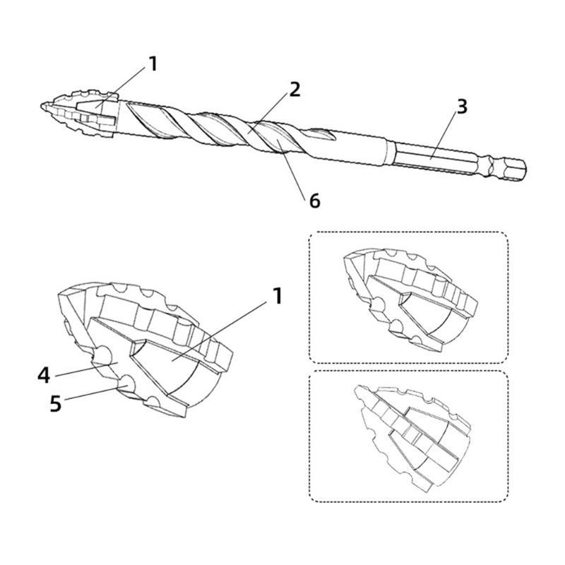 652F Upgraded Four Edged Drill Bit Professional Carpentry Tool For Glass Ceramic Concrete Brick Metal Drill Bit