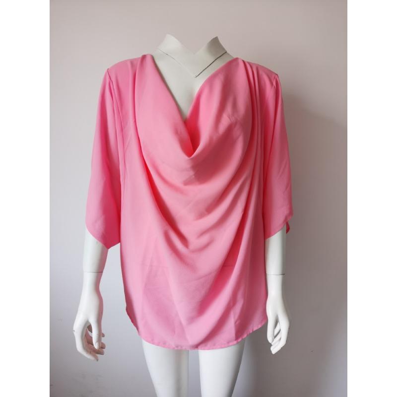 Women's New Spring and Summer Chiffon V-neck Bat Sleeve Casual Loose Solid Color Top