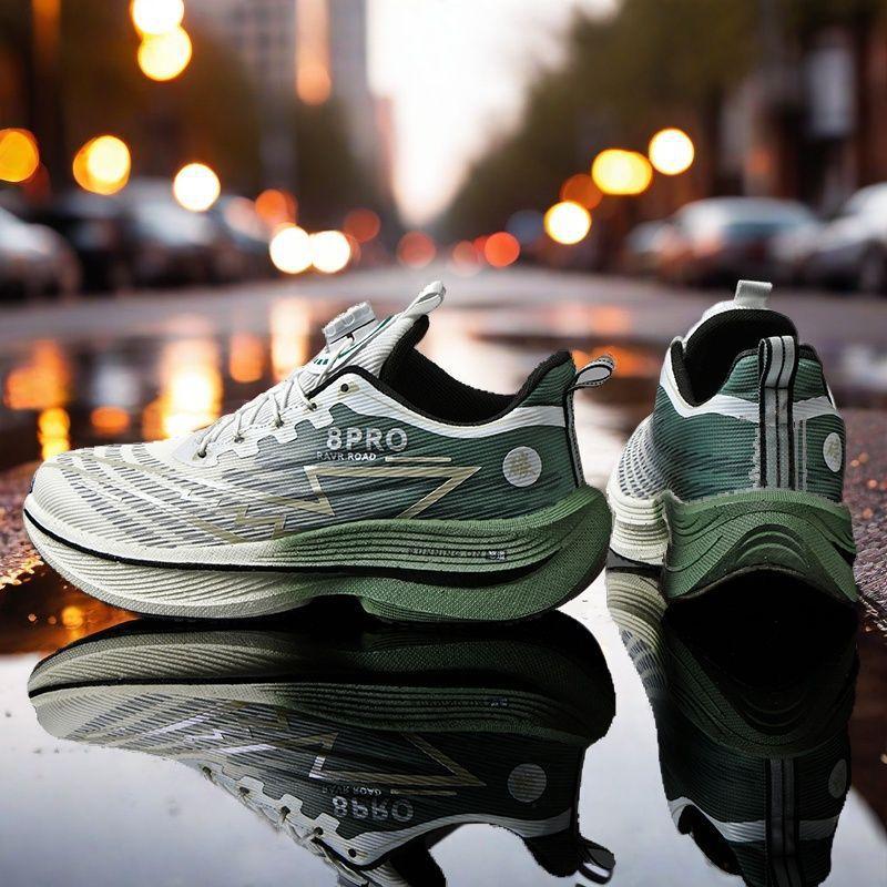 Mandarin duck running shoes new carbon plate + popcorn size 33-45 men and women couple running shoes sports shoes rotating buckle