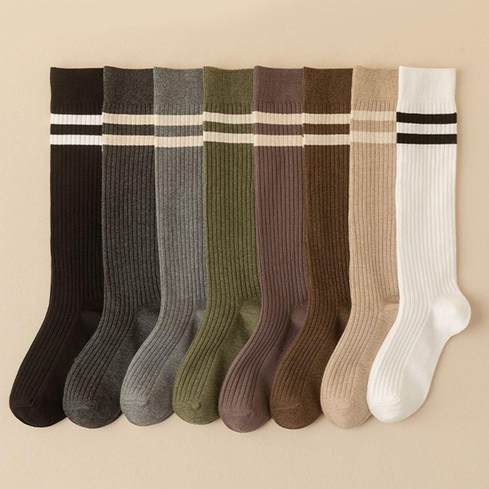

Solid Color Cotton Socks Polyester Cotton Stockings Winter Warm Long Sock чорний