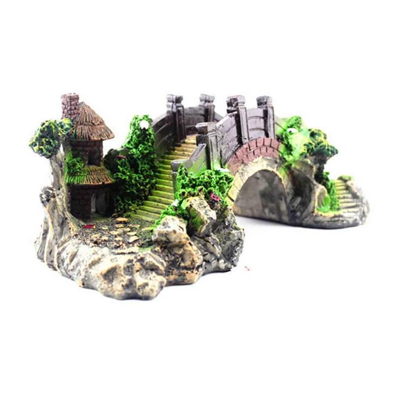 Simulieren Harzbrücke Landschaft Ornament für Aquarium Fischbecken Dekoration