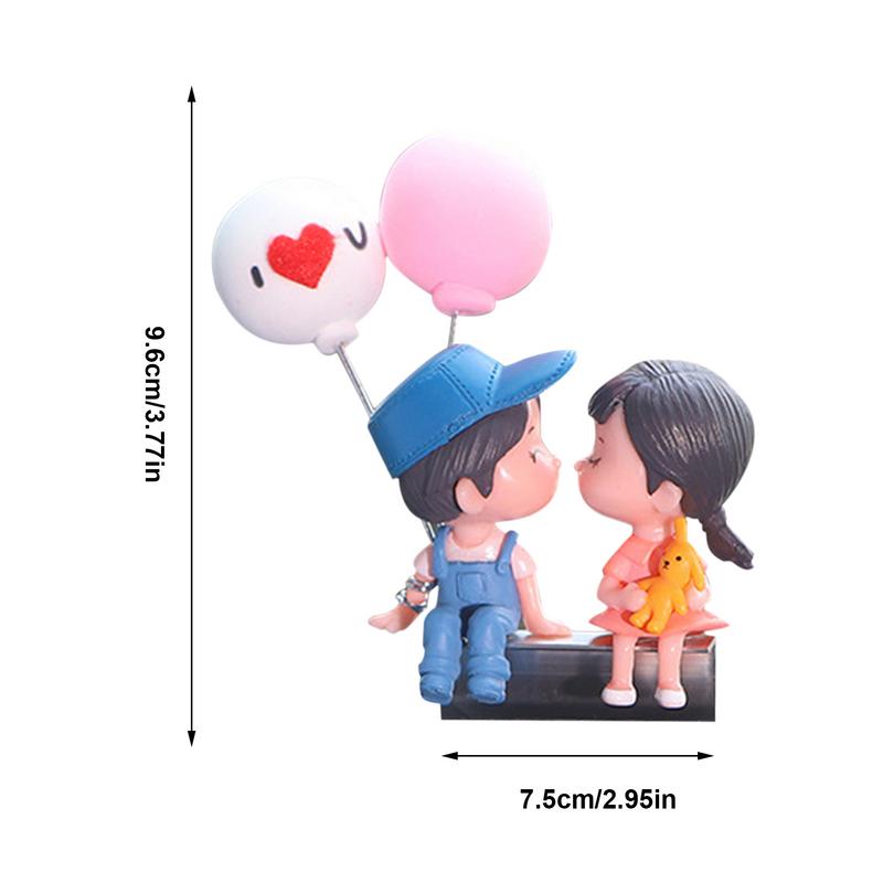 Cartoon Couple Car Decoration Auto Interior Decoration Sliding Decoration Car Balloon Doll Figurine Couple Statue For Car Home