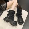 Fashion Design Sense Niche Sleeve Martin Boots Women's Autumn and Winter Retro Versatile Temperament Comfortable Thick-soled Medium Tube Fashion Boots
