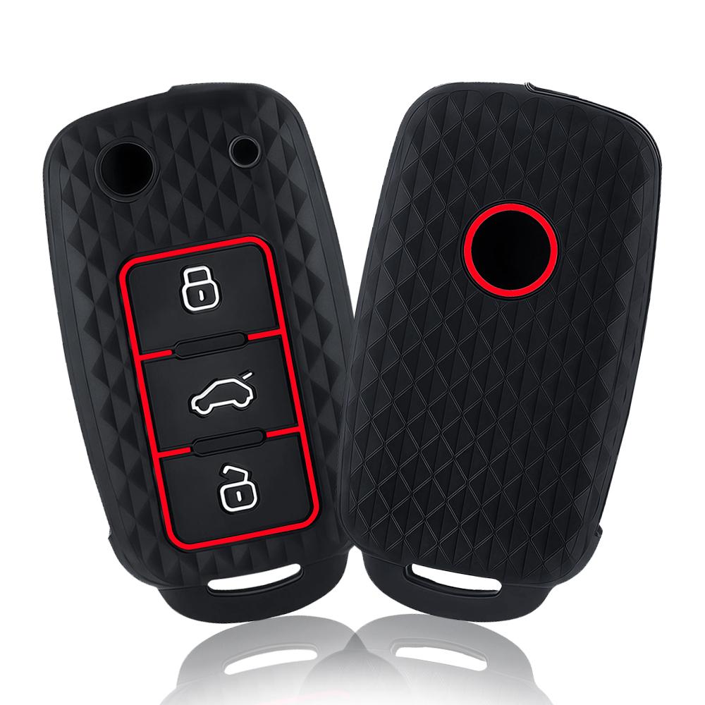 3 Tasten Auto Silikon Fernbedienung Schlüsselhülle Abdeckung Für Vw Golf 4 5 6 7 Bora Jetta Polo Mk4 Mk6 Bora Passat B5 B6 Superb Tiguan Käfer