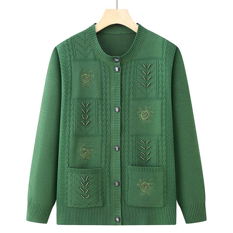 Women's Spring & Autumn Knit Cardigan for Middle-Aged & Elderly