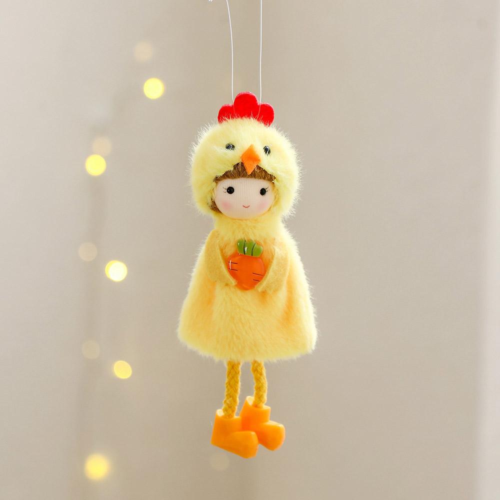 

Chicken Girl Pendant With Cloth For Easter Party Home Shopwindow Hanging Ornament Decoration Supplies Carrot