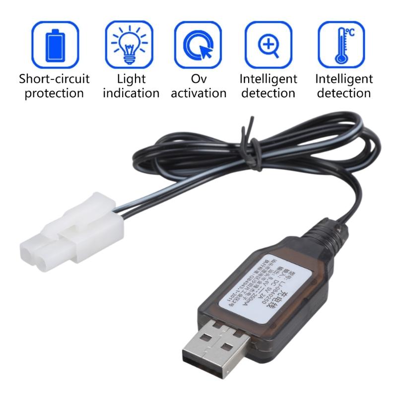 Portable USB Charging Cable Power Cord for Remotes Control Toy Batteries 8.4V 250mA With Safety Circuit Protections