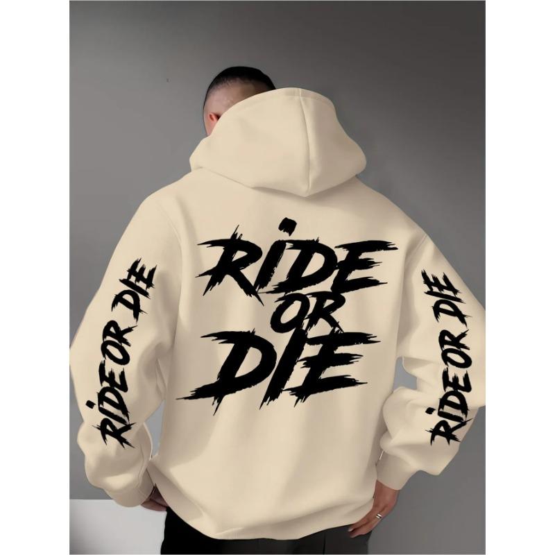 Men's Ride Or Die Graphic Hoodie Sweatshirt Oversized Streetwear Sportswear Pullover Casual Autumn Winter Hooded Top