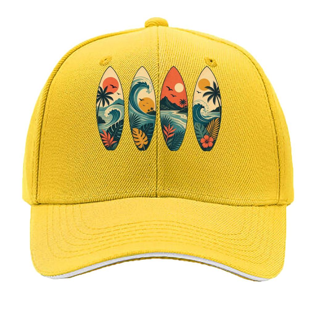 Retro Island Wave Silhouette Collect Sandwich Baseball Cap Sun Cap Outdoor Workouts Hat