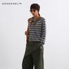 GREEN BELT Women's 100% Lambswool Color Block Stripe Round Neck Sweater