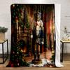 Nutcracker Soldier In Festive Holiday Room Patterned Flannel Blanket Perfect for the Bedroom Living Room, Sofa, or a Little Nap