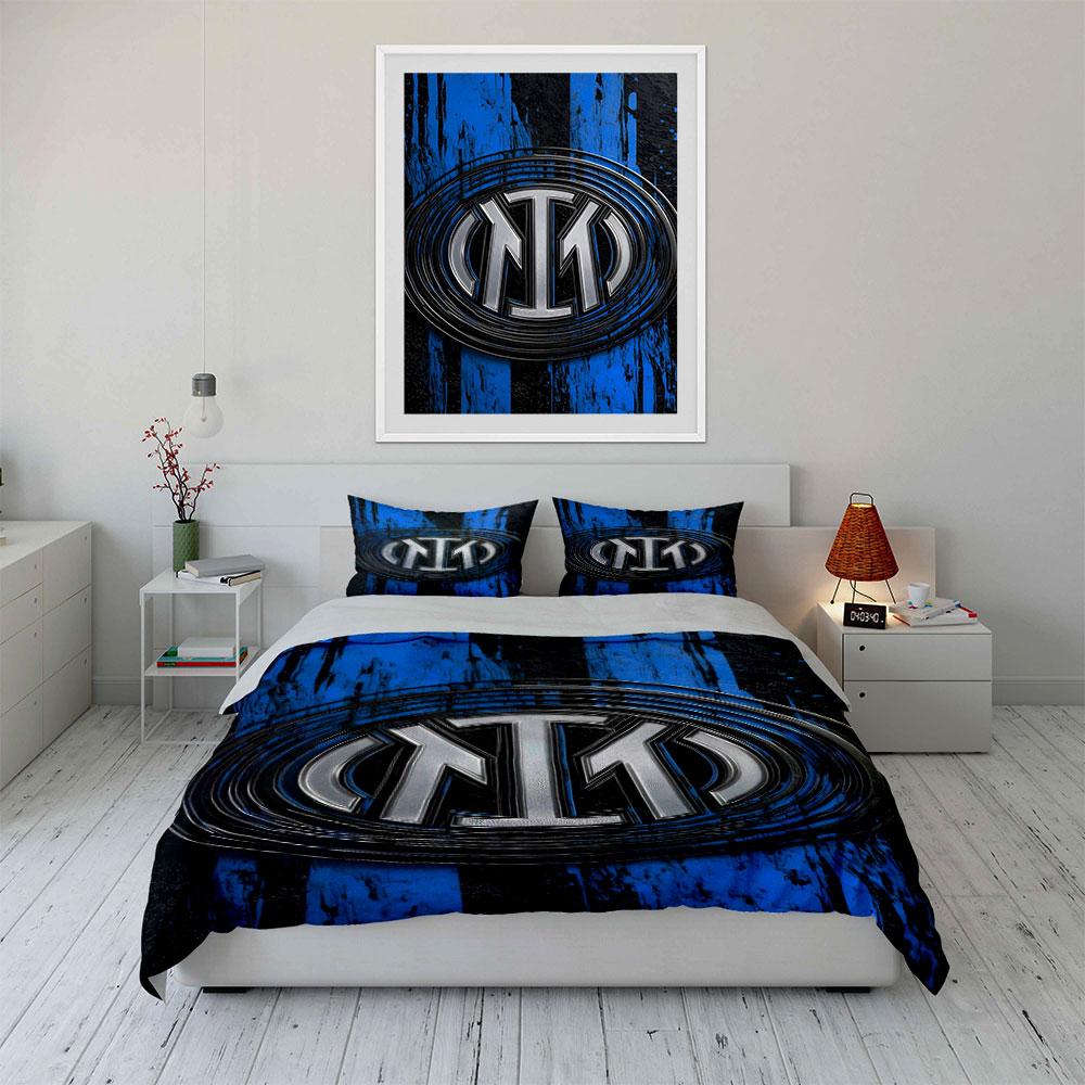 Inter Milan logo patroon. Beddengoedsets Dekbedovertreksets Dekbedovertrekken Kussenslopen(1*Dekbedovertrek 2*Kussenslopen zonder dekbedvulling)