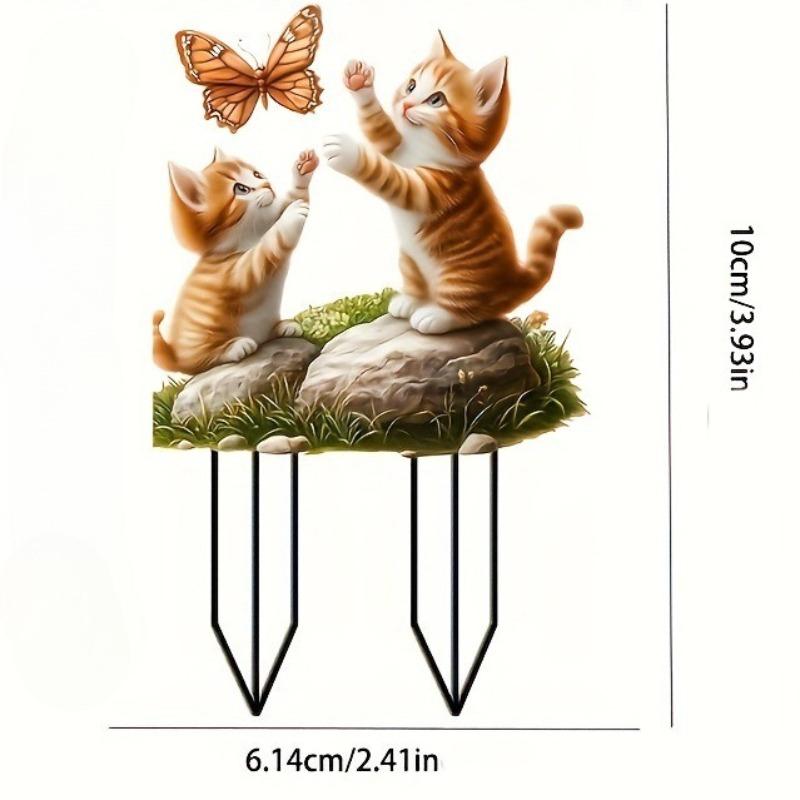 

Little Cat & Butterfly Statue, Acrylic Desktop Ornament, Four Seasons Decoration, Novelty Home Decor, Perfect Durable for Bedroom, Store 6.14*10cm