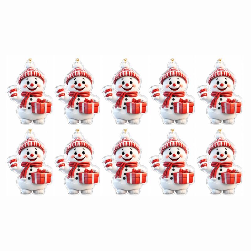 Christmas Tree Hanging Ornaments Acrylic Snowman Santa Elk Pendant Xmas Home Party Decor Holiday Gift Decoration Supplies