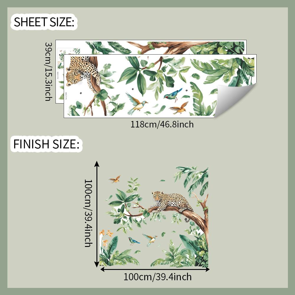 Креативные настенные стикеры «Леопард на ветке» для спальни, гостиной, домашнего фона 39x118cmx2pcs
