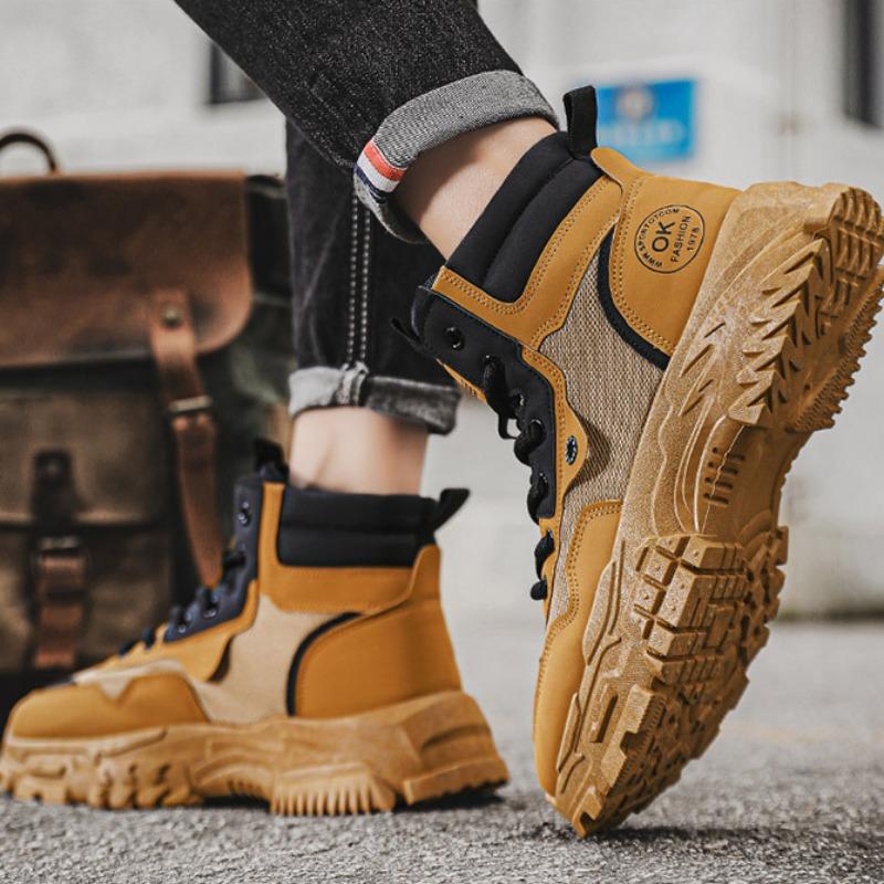 Fashion High Quality Men Desert Boots Safty&Work Shoes Outdoor Non Slip Damping Platform Mountaineering Shoes British Men's Ankle Boots