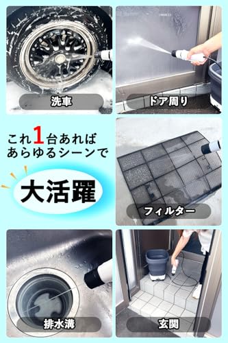 SPEEVAL Smart Wash Cordless High-Pressure Washer, Rechargeable, Tank-Type, Compact Cord & No Water Connection Required, USB Charging, Built-in Battery