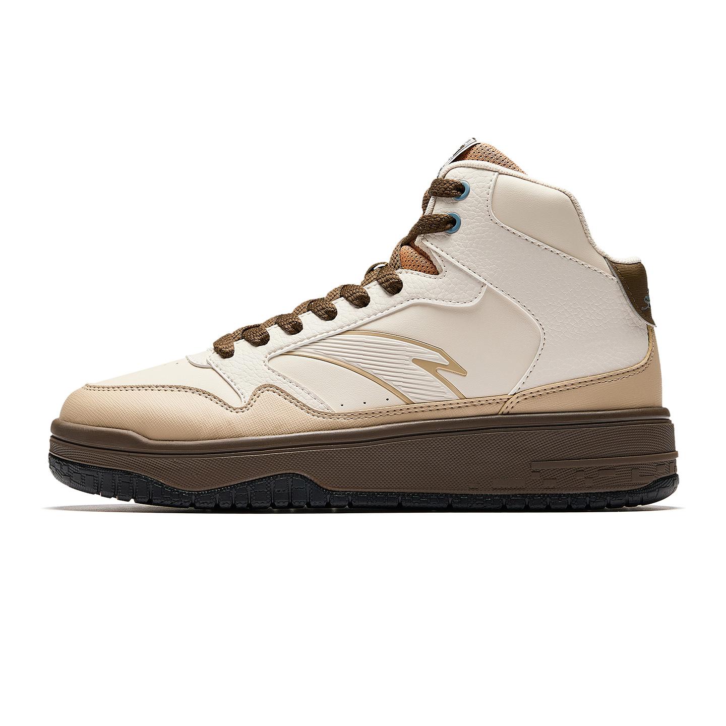 ANTA Men s Retro Platform High Top Casual Skate Shoes Off White Brown 912548087-3 40.5