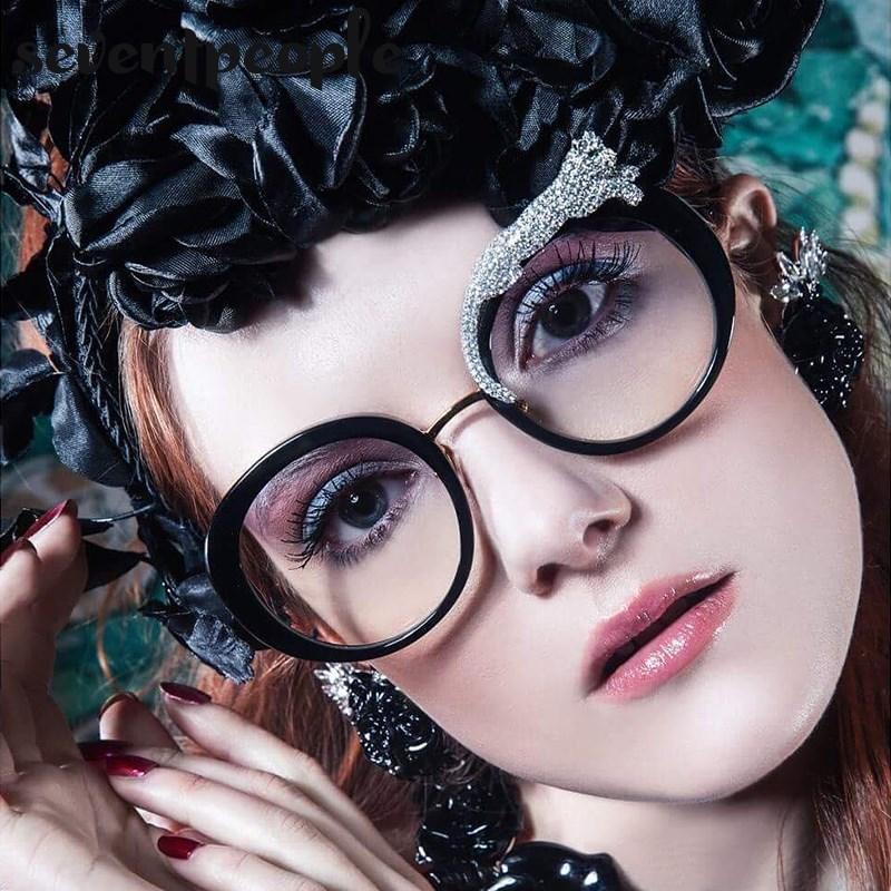 Oversized Round Sunglasses Women Big  Luxury Brand Crystal Leopard-Shaped Sun Glasses for Ladies Anti Blue Light Eyeglasses