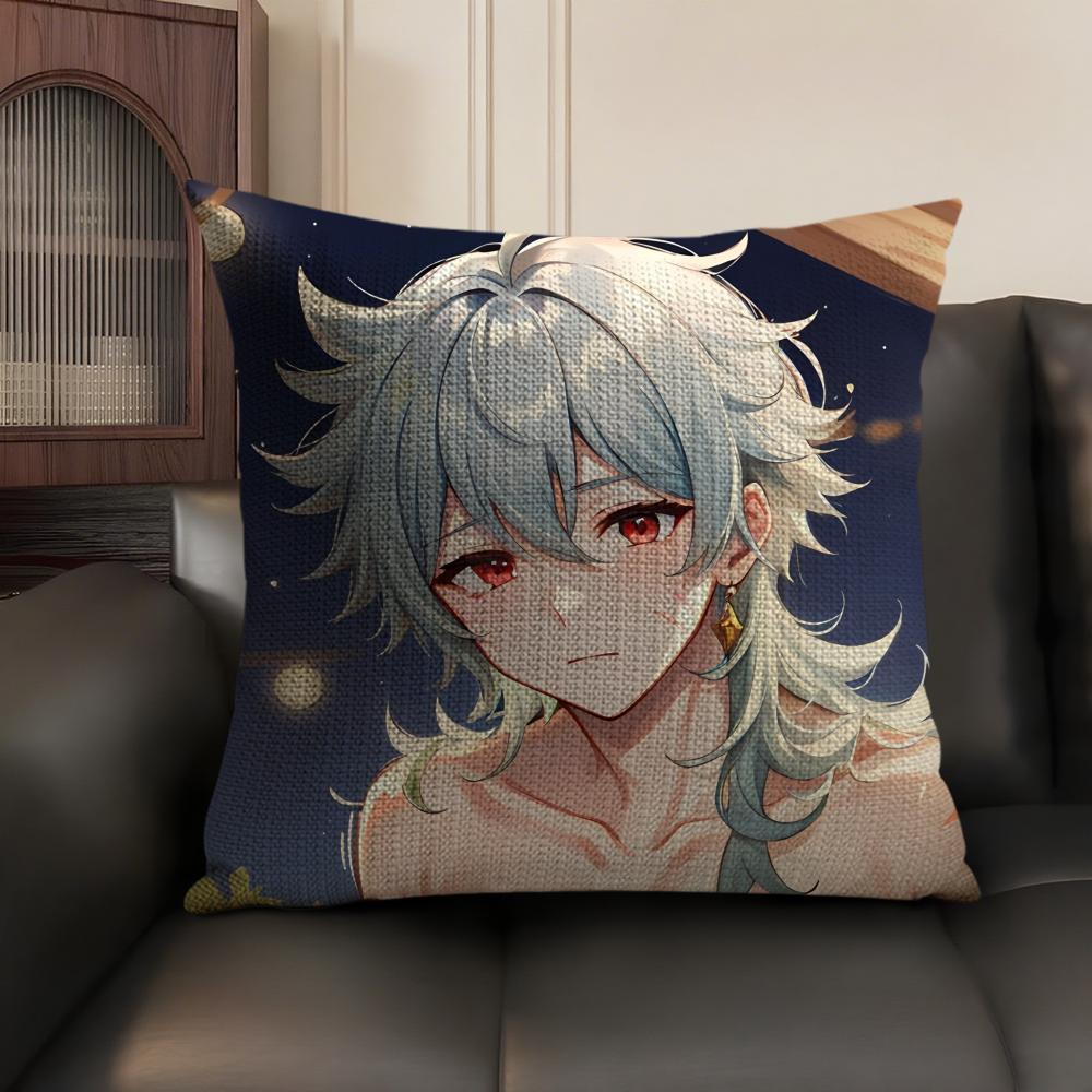 Razor Cute Genshin Impact Cushion Cover Natural Linen Organic Fabric DoubleSided Printing Sofa Home Decor Gift Pillow Case