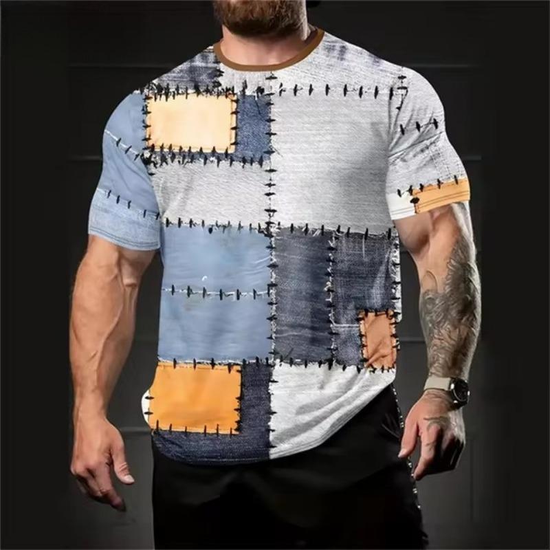 Herr T-shirt 3D Digital Lapptäcke Grafiskt Tryck Herr Designertröjor Herr Sommarkläder Kortärmad Tee Street Toppar