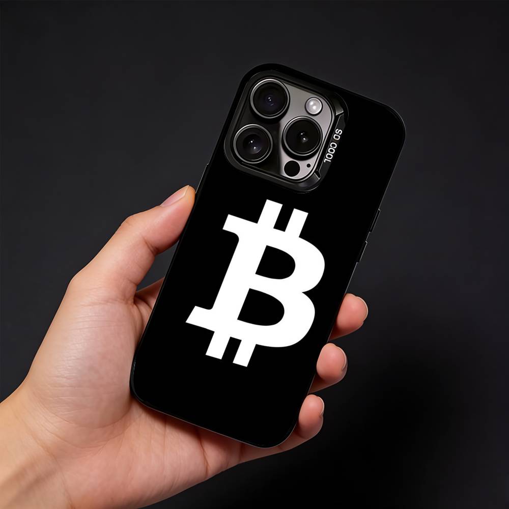 Bitcoin Phone Case For iPhone17, 16,15,14,13,12 Pro Max Black Candy Matte Shockproof Cover