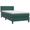 Box Spring Bed with Mattress Dark Green 80 x 220 cm Velvet