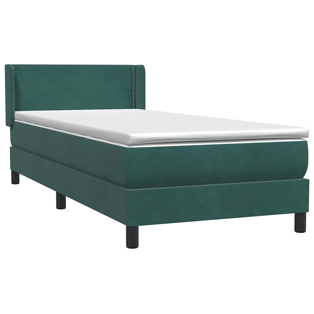 Box Spring Bed with Mattress Dark Green 80 x 220 cm Velvet