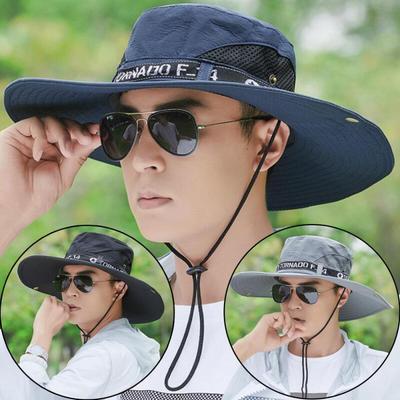 Men's Lettering Hiking Fishing Outdoor Brim Hat