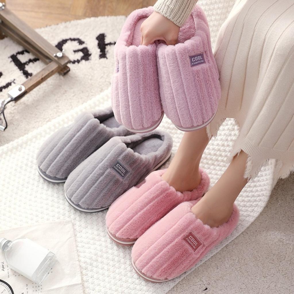 Cotton Slippers for Women and Couples in Autumn and Winter, Indoor Warm Plush Slippers for Men, Anti Slip Thick Cotton Slippers for Winter