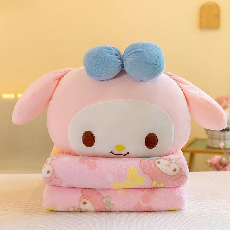 Sanrio Куроми Мелоди Мультяшная Подушка-Одеяло Два-в-Одном Милая Подушка и Одеяло Автомобильное Двухцелевое Одеяло для Сна в Кондиционере Подарок