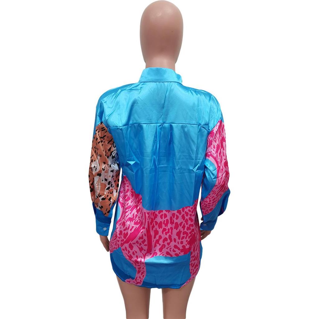 BN248 Leopard Print Button Shirt Dress - European & American Women's Fashion
