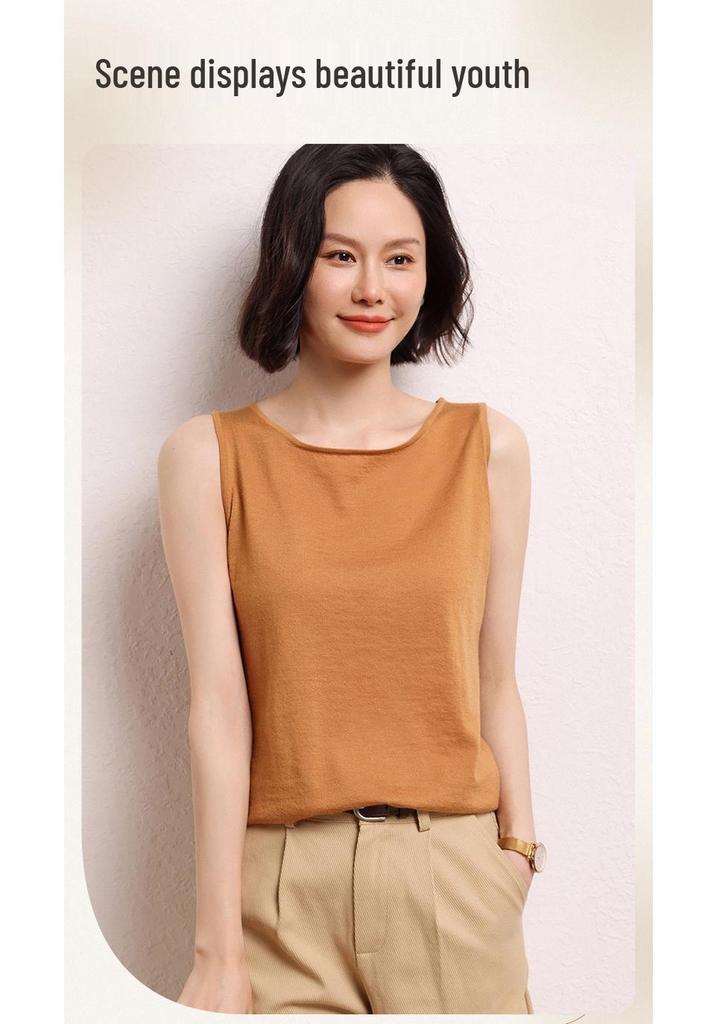 Women's 100% Pure Cashmere One-Shoulder Spaghetti Strap Vest – New Fine Gauge Knit for Autumn/Winter