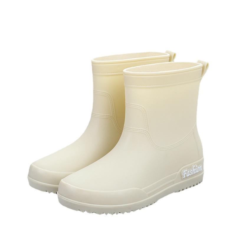 Rain Shoes Women's Short Non-slip Water Shoes Fleece Cotton Short Rain Boots Water Boots Rubber Shoes Fashion