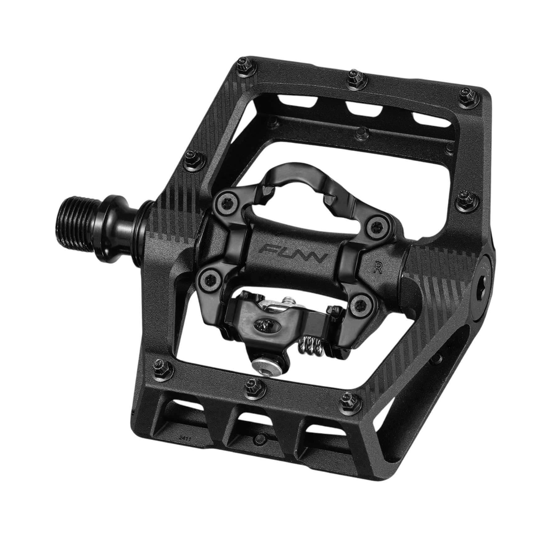 

Funn Ripper2 Mountain Bike Clipless Pedals - Single-Sided Clip, Compact Platform Mountain Bike Pedals, SPD Cleat Compatible (Black)