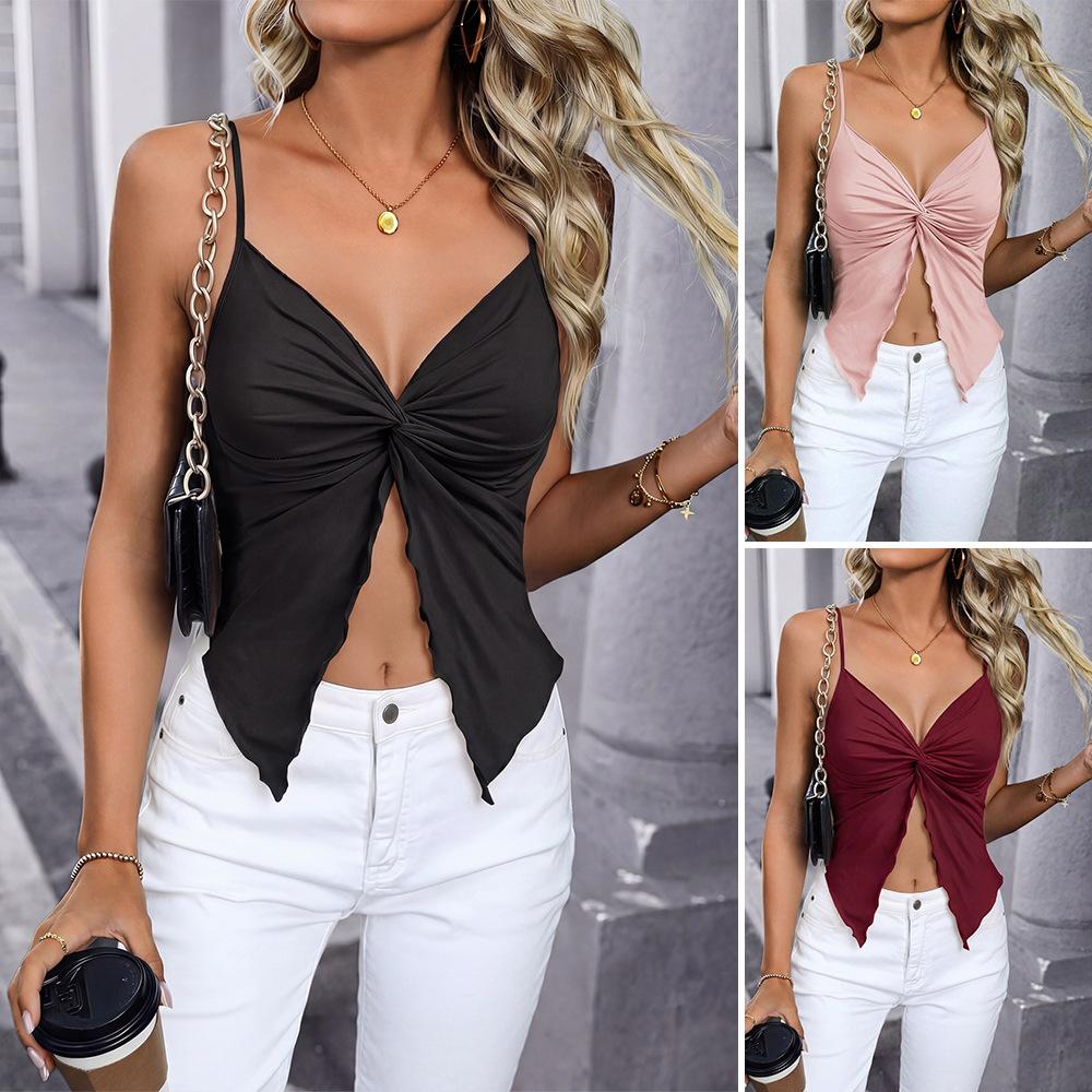European and American women's clothing sling vest women's summer decoration body exposed navel sexy hot girl top
