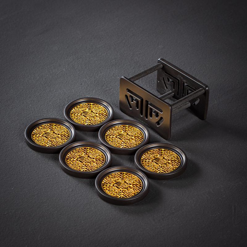 Electric Wood Tea Cup Mat Circular Japanese Retro Zen Tea Ceremony Kung Fu Teacup Holder Desktop Insulation Mat Tea Holder