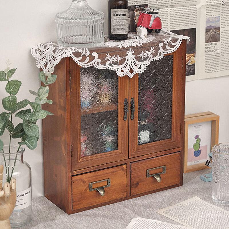 Vintage Wood Office Storage Cabinet