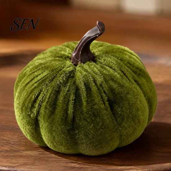 Halloween Table Centerpieces Small Artificial Velvet Pumpkin Decoration, Fall Thanksgiving Soft Stuffed Seasonal Floral Scene Accents Ornament, Autumn