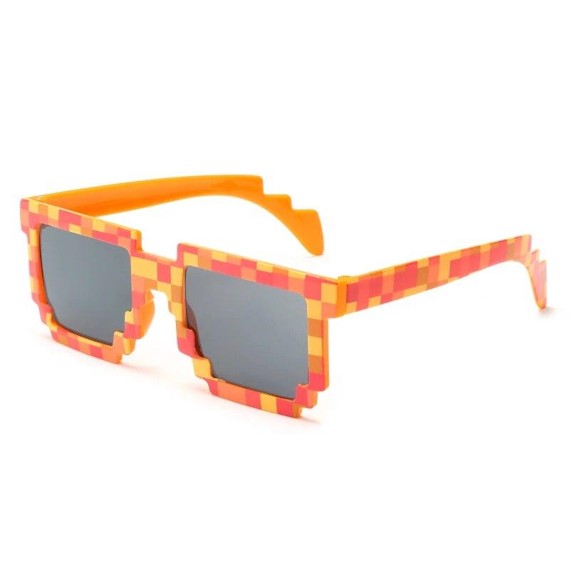

Square Pixel Mosaic Glasses Trendy Cool Super Party Funny Vintage Shades Eyewear Fashion Cosplay Sunglasses Toy Children Gift помаранчевий