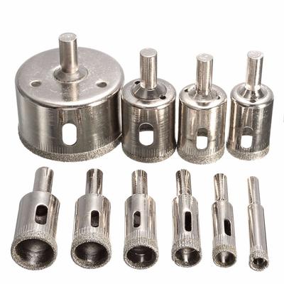 10 stk Diamantbelagt HSS Borrsett Flis Marmor Glass Keramikk Hullsag Borreverktøy for Elektroverktøy 6mm-32mm(0,23-1,26 tommer)