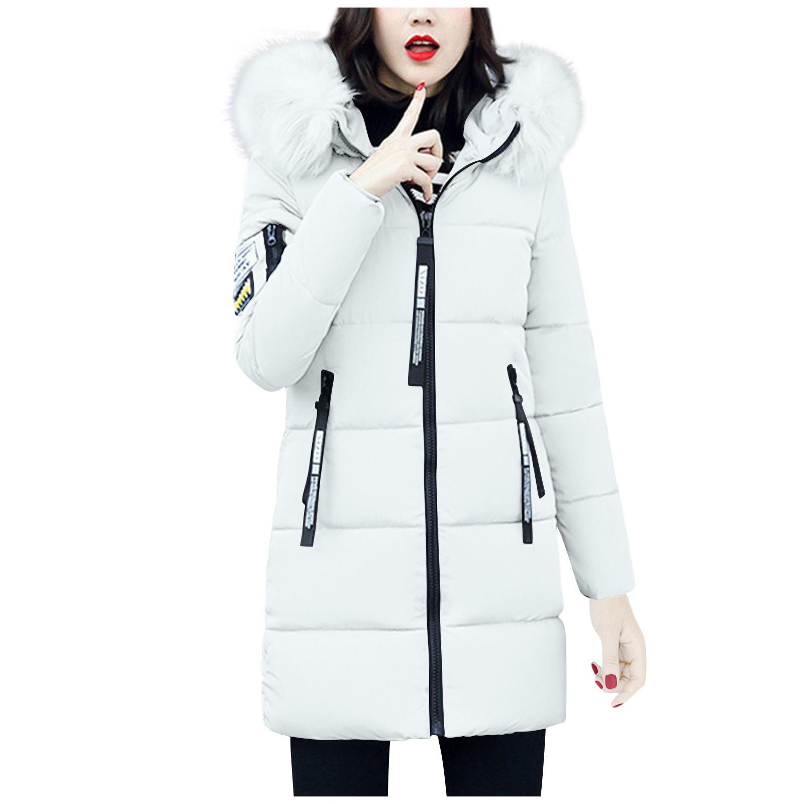 

Женское модное повседневное зимнее хлопковое пальто - Большой размер, средней длины, свободного кроя, утолщенная хлопковая куртка с пуховым наполнителем XL белый