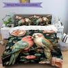 3pcs Parrot Floral Bedding Cover Set, Fashion Classic Popular Print Bedding Set, Soft Comfortable, All - Season Use, For Bedroom103